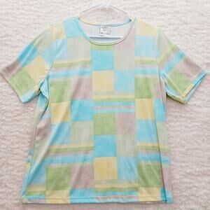 T-Shirt Pastel Patchwork Geo Whimsycore Resort Y2K Casual Cruise Top Size L